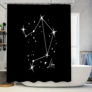 Rideau De Douche Noir  motif galaxie