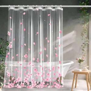 Rideau De Douche Transparent à Fleur rose