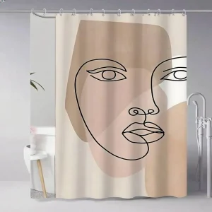 Rideau De Douche Visage, Abstrait contemporain. Décoration de salle de bain Effet Luxe