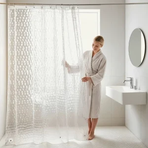 Rideau De Douche Transparent Effet Eau 3D