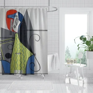 Rideau De Douche Design, Abstrait Installation facile Zéro Perçage