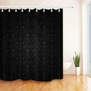 Rideau De Douche Baroque Damassé Noir Abstrait vintage