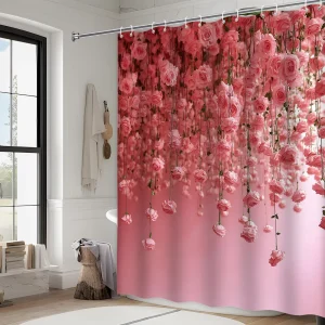 Rideau De Douche Roses Pétales Veloutés