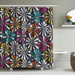 rideau de douche abstrait multicolore