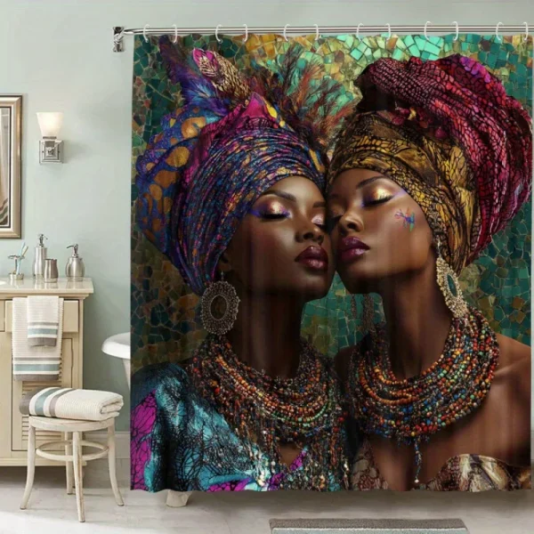 rideau de douche avec motifs africains