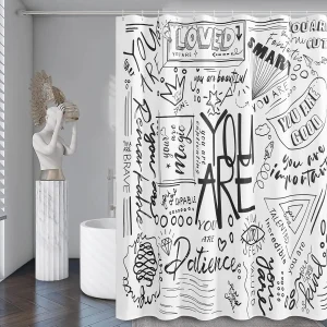 Rideau de Douche en PEVA Noir & Blanc Fun et Inspirant