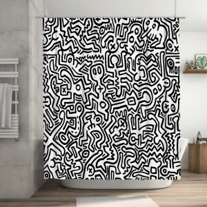 rideau de douche élégant noir et blanc