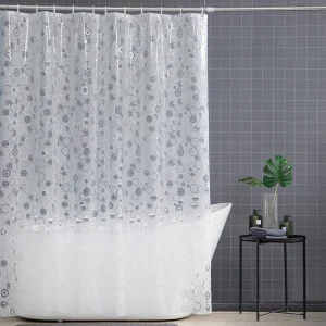 rideau de douche transparent motifs ronds entrelacés