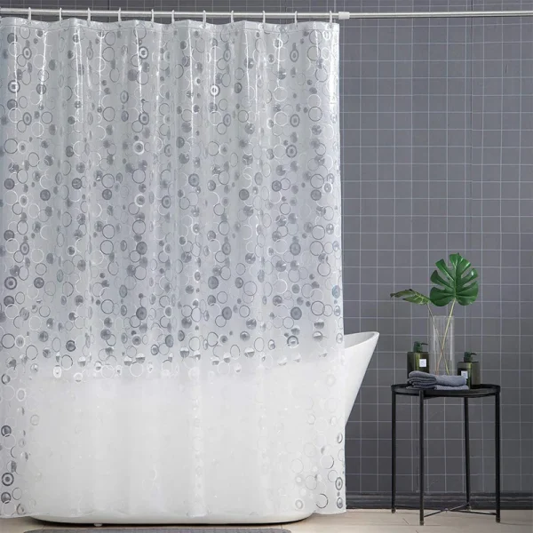 rideau de douche transparent motifs ronds entrelacés