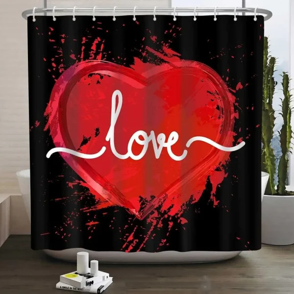 rideau de douche Cœur Rouge