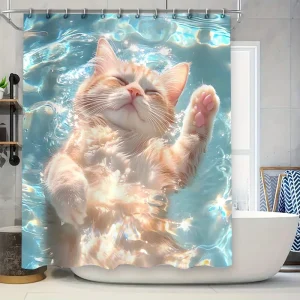 rideau douche chat relax