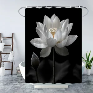 rideau de douche noir lotus