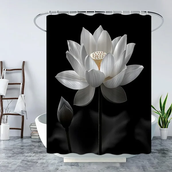rideau de douche noir lotus