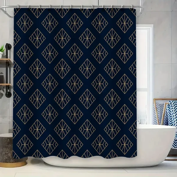 Rideau De Douche Bleu Marine & Or