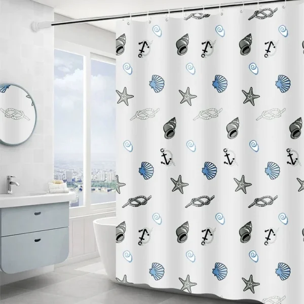rideau douche coquillages PEVA