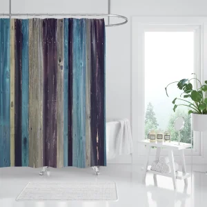 Rideau De Douche Rétro Effet Bois Teinté