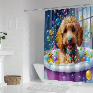rideau de douche chiot dorloté