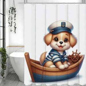rideau douche adorable chien marin