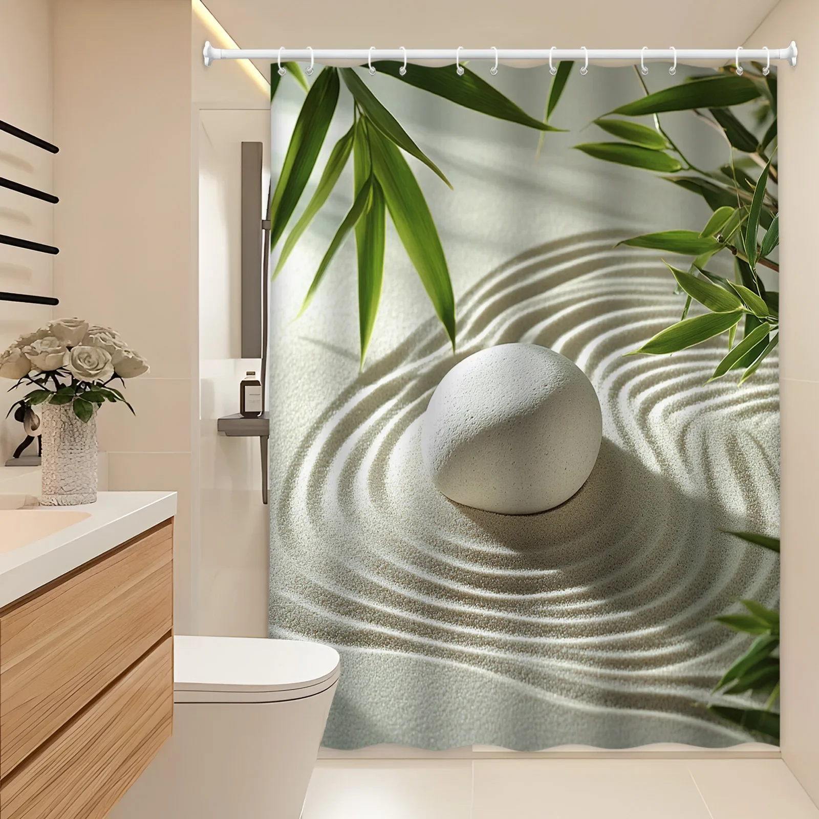 Rideau De Douche Zen Galets Blancs