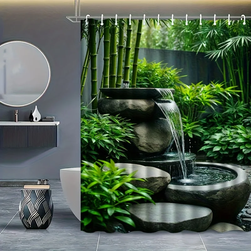 rideau de douche cascade jardin zen