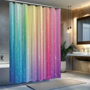 rideau douche avenue dégradé arc-en-ciel luxe rayures verticales