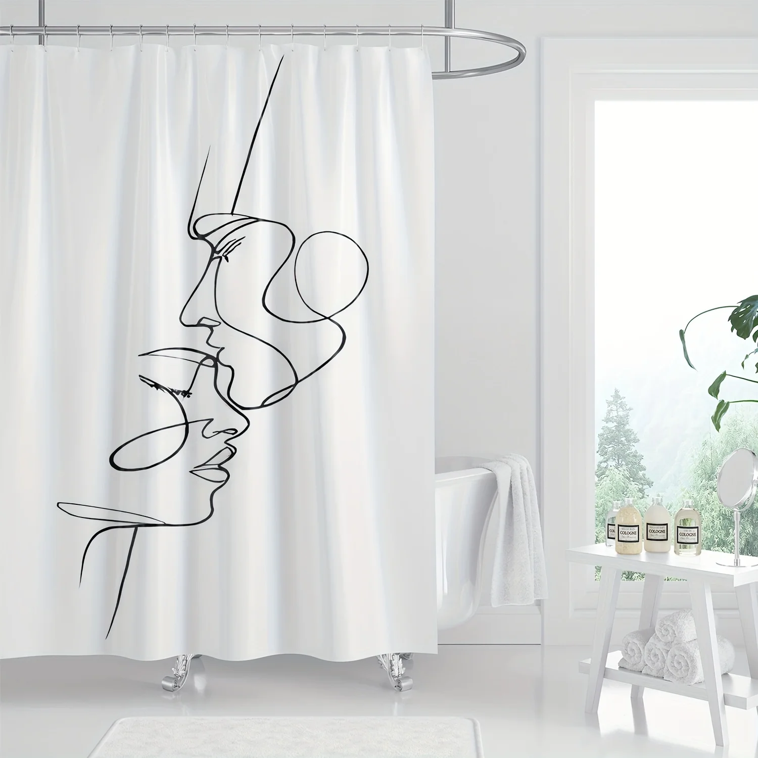 rideau de douche noir et blanc